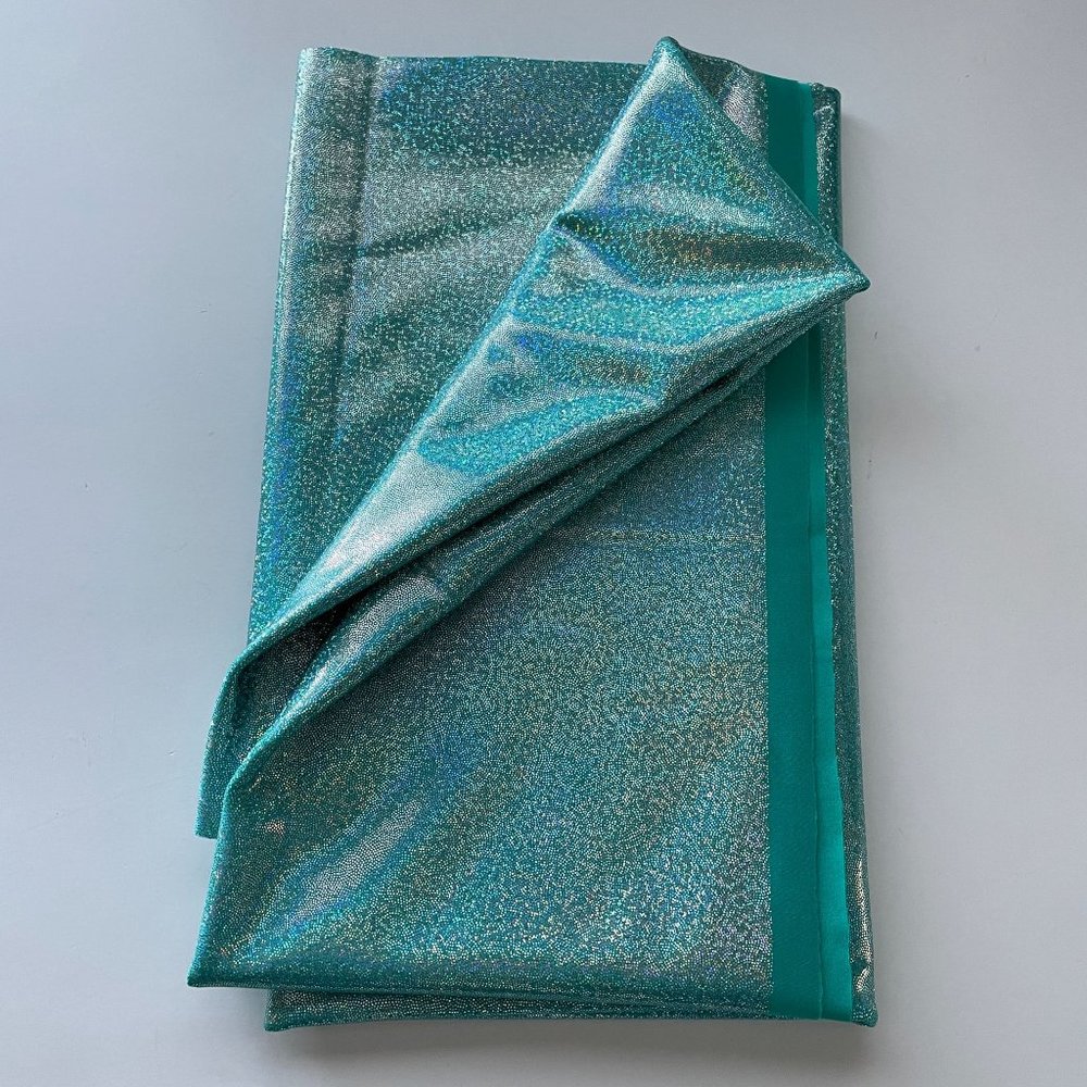 Spandex Fabric Stretch Emerald Blue Dance Skate Gymnastics Pageant Cheer Twirl - Picture 5 of 6